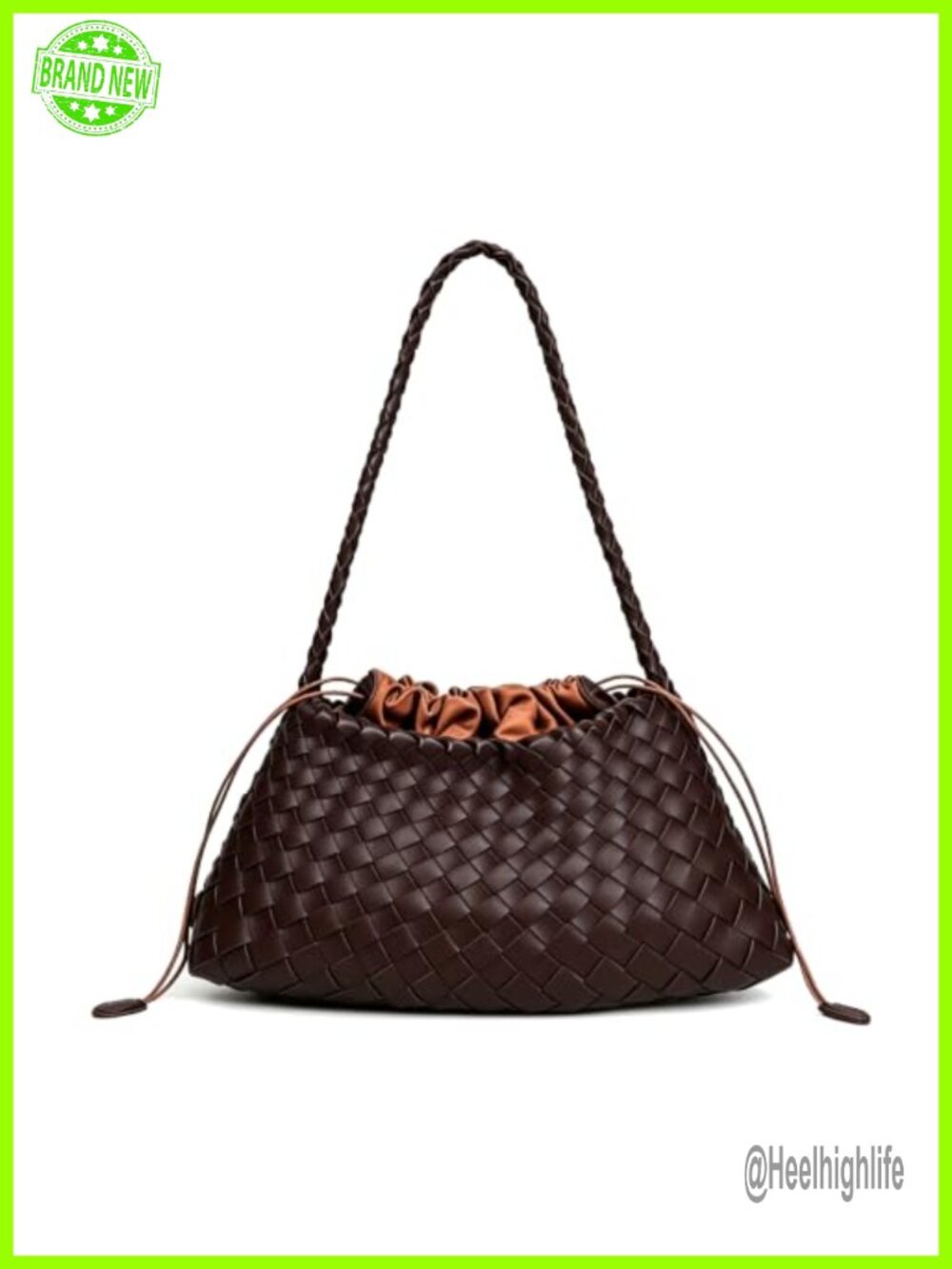 Hand-Woven Leather Slouchy Hobo Shoulder Bag Braided Strap Tote Purse